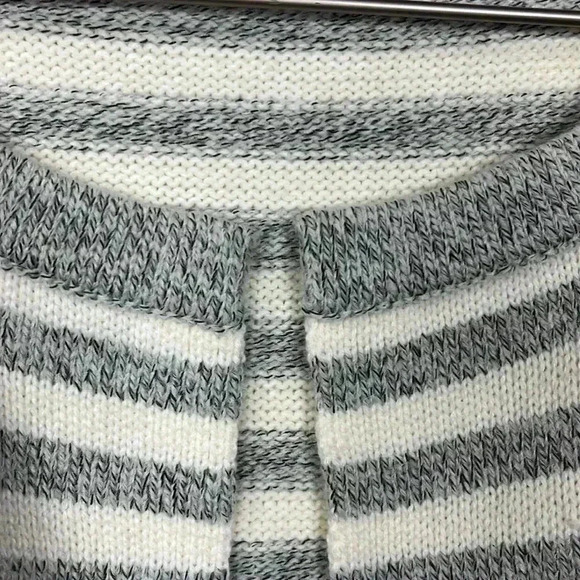 Baciano Womens Cardigan L Gray & White Open Front Long Lines Ribbed Cuffs & Hem - Picture 5 of 10